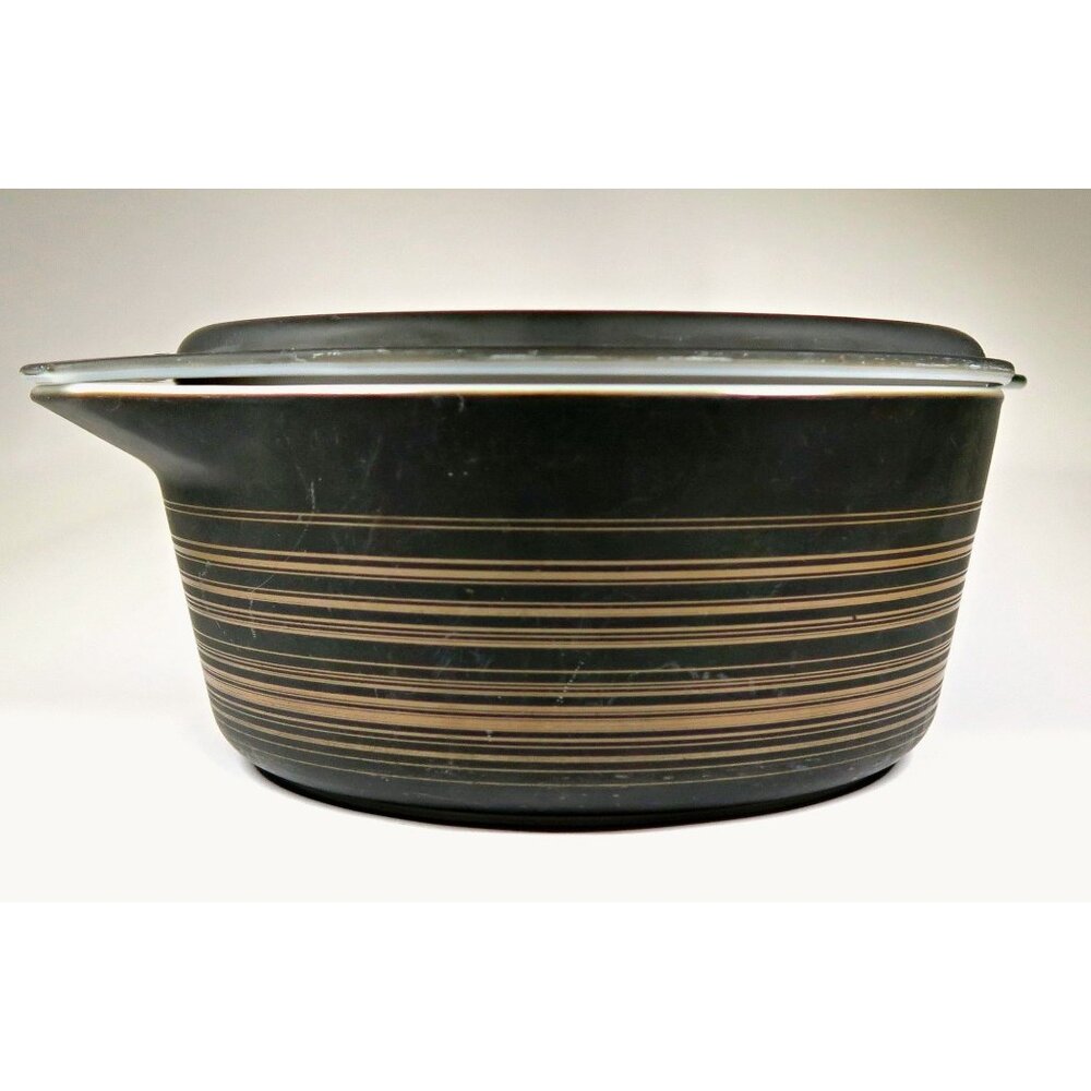 Pyrex 475-B Terra 2.5 Qt Casserole w/ Lid Matte Rings 1960s Vintage - Picture 3 of 8